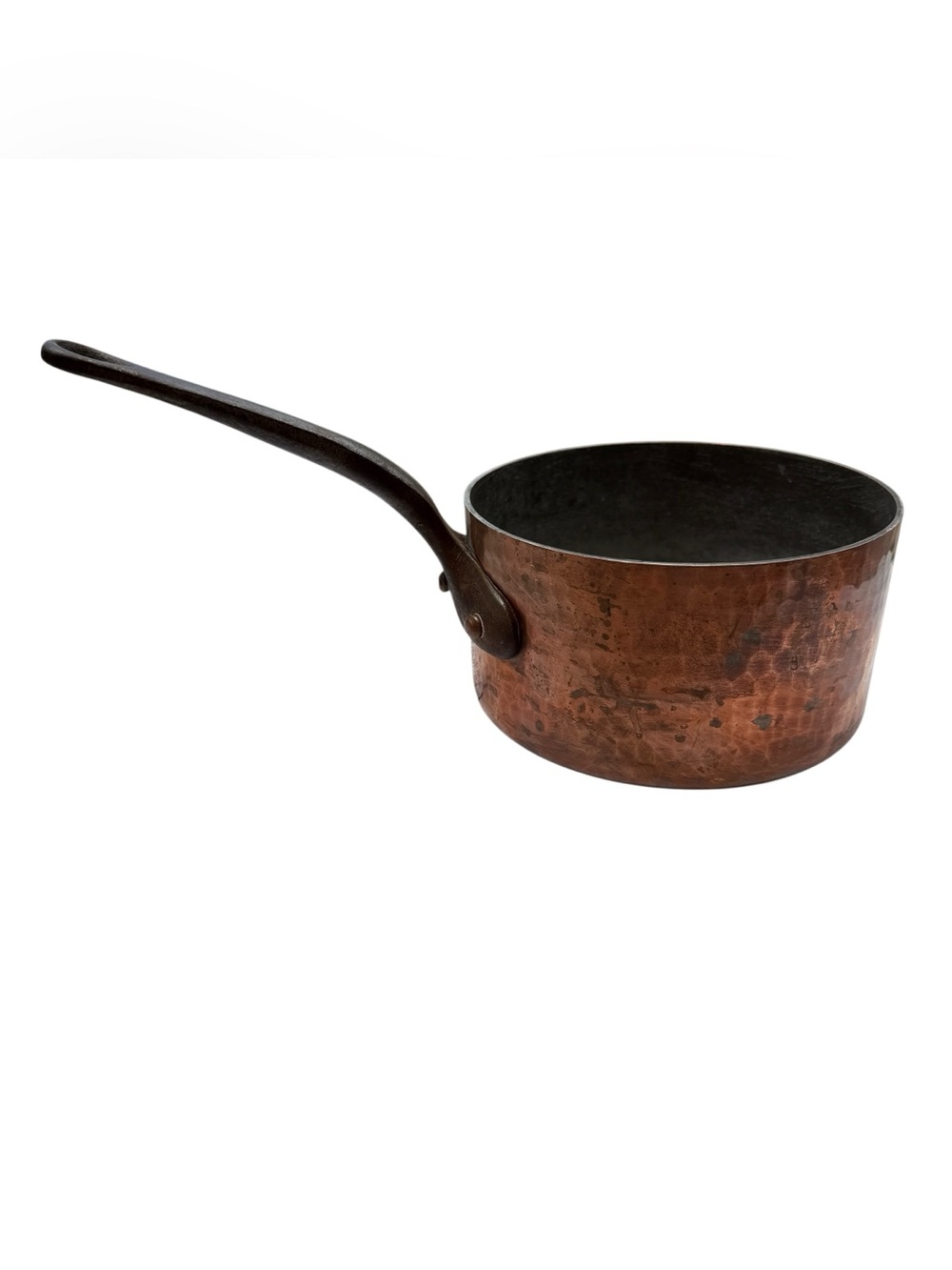 Vintage French Hammered Copper Saucepan Cast Iron Handle Made France 7.5 Inch